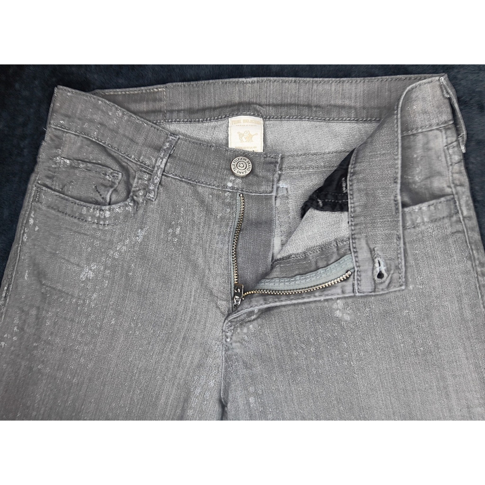 True Religion Chrissy Metallic Gray Snake Print Skinny Stretch Jeans Size 31 - Picture 7 of 12